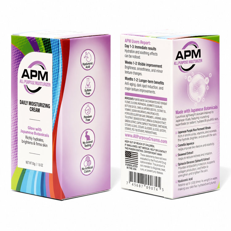 APM Moisturizing Cream with Japanese Purple Rice, Hyaluronic Acid, and Botanical Extracts