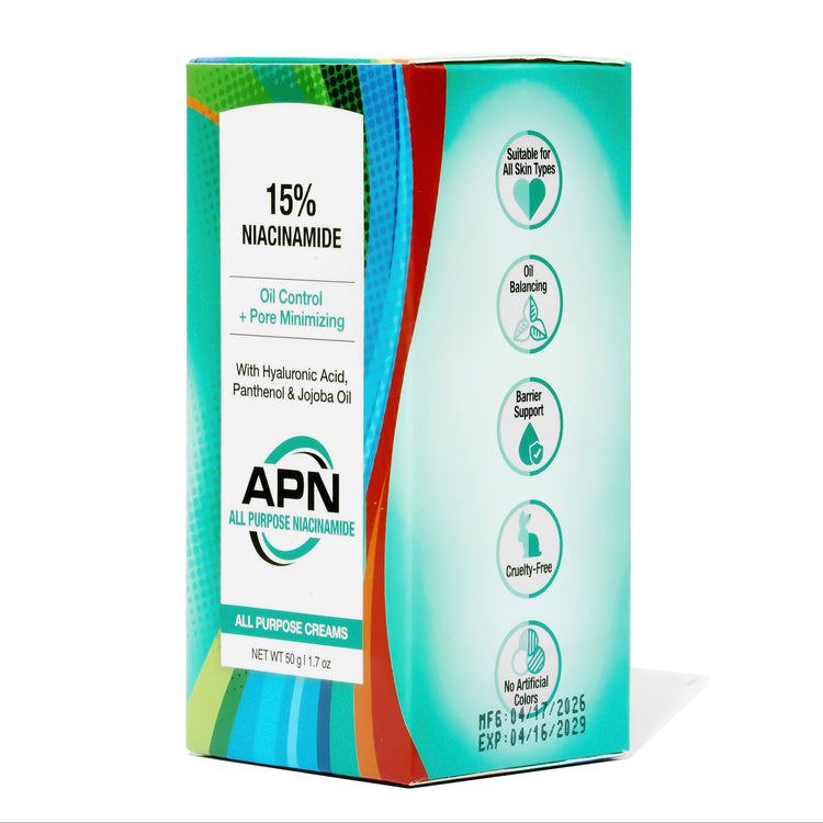 APN skincare product packaging with colorful design on a white background