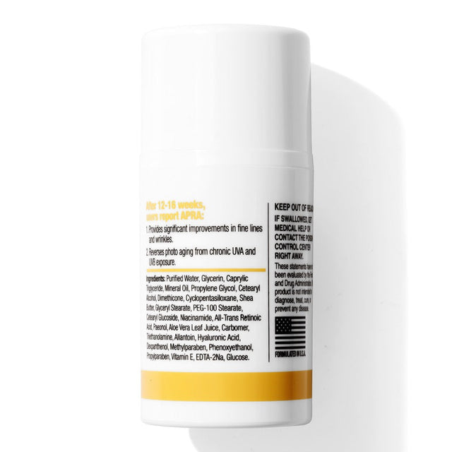 Back view of a skincare product bottle with label on a white background